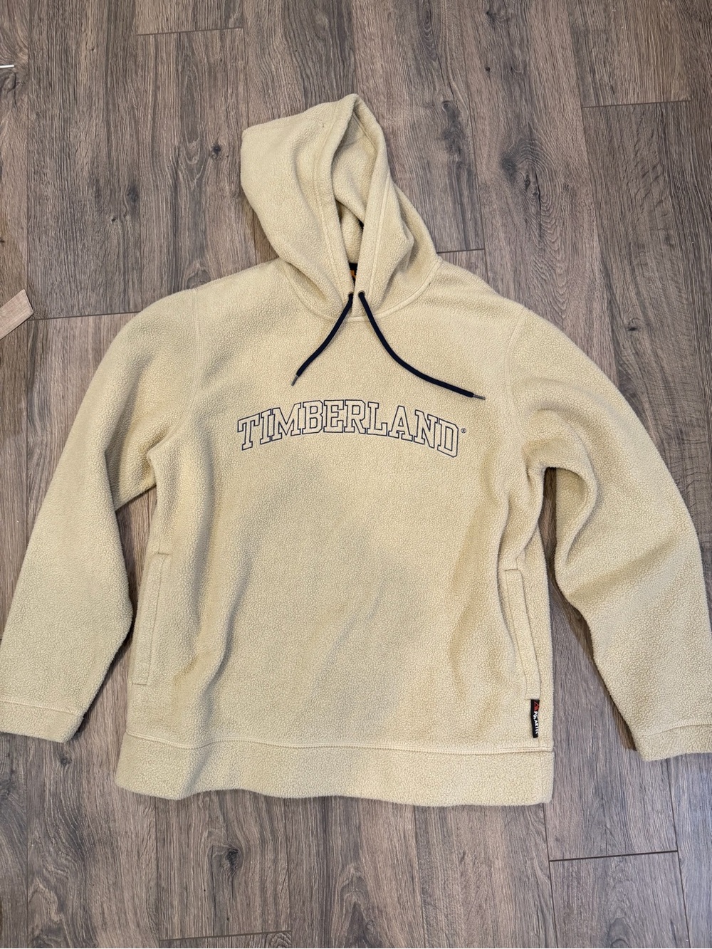 Timberland Cream Sherpa Pullover Hoodie with Navy Drawcord